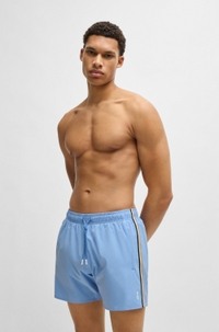 Fully lined swim shorts with signature stripe