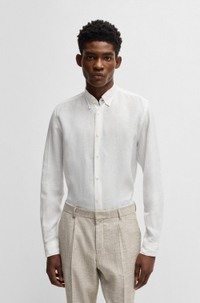Regular-fit button-down shirt in linen