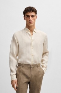 Regular-fit button-down shirt in linen