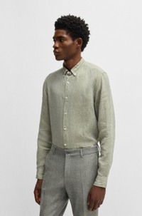 Regular-fit button-down shirt in linen