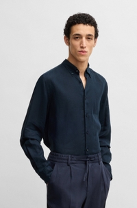 Regular-fit button-down shirt in linen