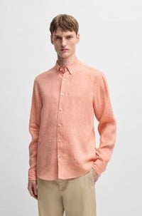 Regular-fit button-down shirt in linen