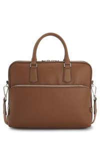 Grained Italian-leather document case with embossed logo