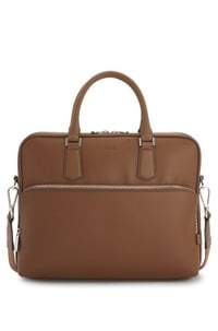 Grained Italian-leather document case with embossed logo