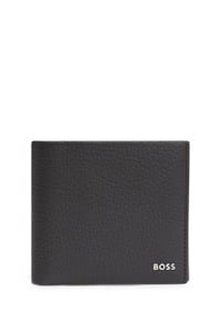 Grained-leather wallet with logo lettering