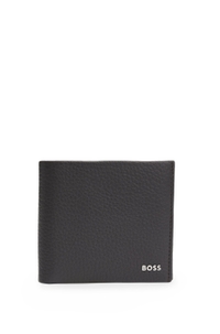 Grained-leather wallet with logo lettering