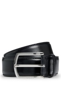 Italian-leather belt with angled buckle