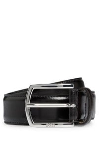 Italian-leather belt with angled buckle