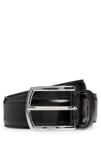 Italian-leather belt with angled buckle