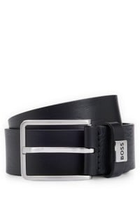 Italian-leather belt with logo keeper