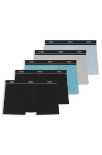 Five-pack of stretch-cotton trunks with logo waistbands