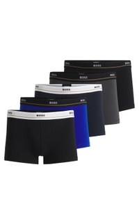 Five-pack of stretch-cotton trunks with logo waistbands
