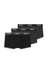 Three-pack of logo-waistband trunks in stretch cotton