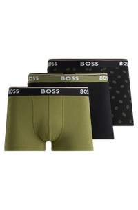 Three-pack of logo-waistband trunks in stretch cotton