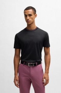 Mercerised-cotton slim-fit T-shirt with collar stripe