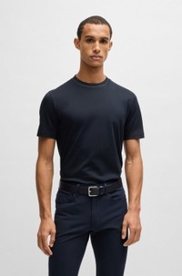 Mercerised-cotton slim-fit T-shirt with collar stripe