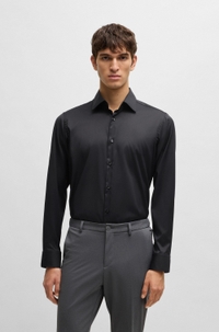 Regular-fit shirt in performance-stretch twill