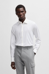 Regular-fit shirt in performance-stretch twill