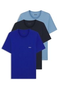 Three-pack of cotton underwear T-shirts with logo embroidery