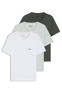 Three-pack of cotton underwear T-shirts with logo embroidery