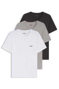 Three-pack of cotton underwear T-shirts with logo embroidery