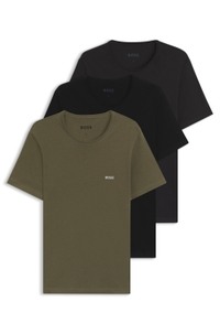 Three-pack of cotton underwear T-shirts with logo embroidery
