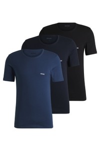 Three-pack of cotton underwear T-shirts with logo embroidery