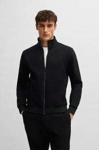 Zip-up sweatshirt in mercerised stretch cotton
