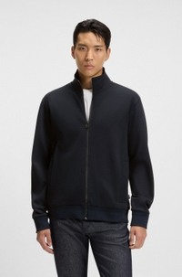 Zip-up sweatshirt in mercerised stretch cotton
