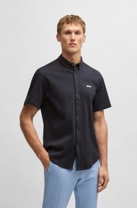 Regular-fit shirt in knitted cotton