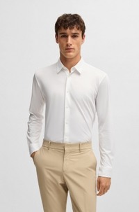Slim-fit shirt in structured performance-stretch fabric