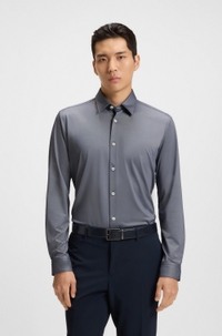 Slim-fit shirt in structured performance-stretch fabric