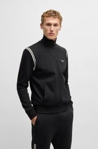 Stretch-cotton regular-fit tracksuit set with stripe inserts