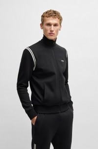 Stretch-cotton regular-fit tracksuit set with stripe inserts