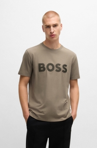 Stretch-cotton T-shirt with large logo