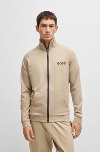 Cotton-terry zip-up jacket with logo print