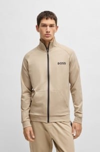 Cotton-terry zip-up jacket with logo print