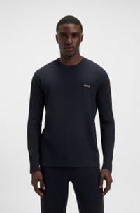 Cotton-blend pyjama T-shirt with embroidered logo