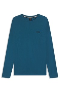 Waffle-structured pyjama T-shirt in a cotton blend