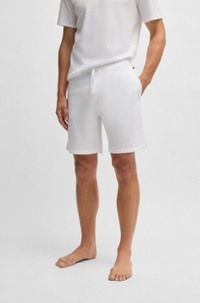 Waffle-structured pyjama shorts with embroidered logo