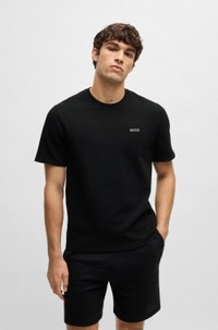 Waffle-structured pyjama T-shirt with embroidered logo