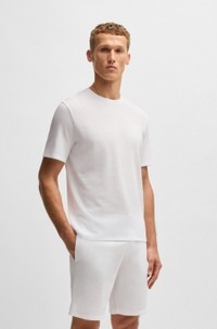 Waffle-structured pyjama T-shirt with embroidered logo