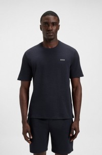 Waffle-structured pyjama T-shirt with embroidered logo