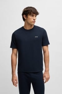 Waffle-structured pyjama T-shirt with embroidered logo