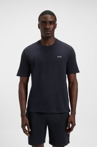 Cotton-blend pyjama T-shirt with embroidered logo