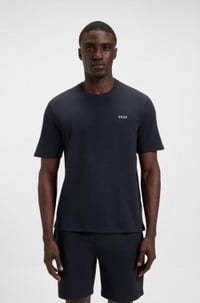 Cotton-blend pyjama T-shirt with embroidered logo