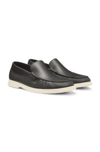 Tumbled-leather moccasins with logo detail