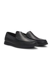 Tumbled-leather moccasins with logo detail