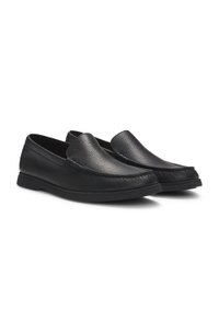 Tumbled-leather moccasins with logo detail