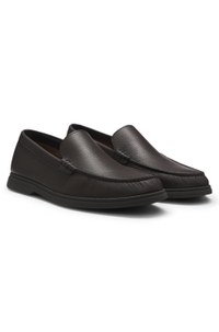 Tumbled-leather moccasins with logo detail